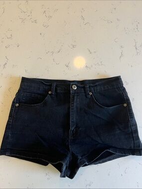 Forever 21 Black Denim High-Rise Jean Shorts